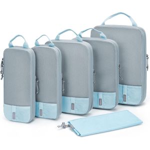 Kledingtassenset, 6-delige pakzakken, compressiepakzakken, set met waszak voor rugzak, reisorganizer, kofferorganizer op reis