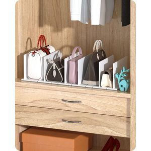 Verstelbare plankverdelers Kunststof portemonnee Plankverdelers Verbeterde handtasorganizer voor kast (set van 2, wit)
