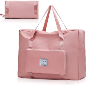 35L opvouwbare reistas bagagetas grote weekendtas weekendtas vakantietas waterdichte sporttas voor heren dames (met 1 bagagelabel), #5 Roze-b