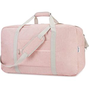 Handbagagetas voor vliegtuig, opvouwbare reistas voor dames, weekendtas, sporttas, handbagage, koffer, groot, roze