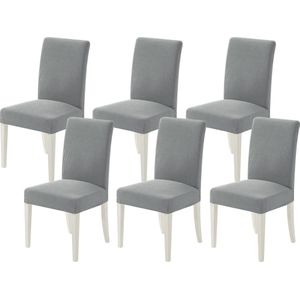 Stoelhoezen, 6-delige set, schommelstoelen, hoezen voor stoelen, lichtgrijs, afneembaar en wasbaar, voor bureaustoelbekleding, keuken, woonkamer, banket, familie, bruiloft, feest