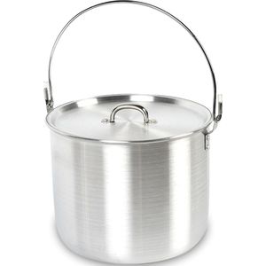 Campingpan voor gaskoker, van aluminium, met handvat en deksel, 12 liter, campingpannen voor gaskoker, barbecues en vuur, campingpannenset, campingkookpan, pannenset voor camping