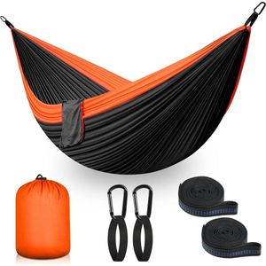 Hangmat, outdoor, camping, hangmatten, 2 personen, 300 x 200 cm, ultralicht, draagbaar, reishangmat, tot 300 kg draagvermogen, tuin, strand, dubbele hangmat, parachutestof, nylon, ademend, hangmat