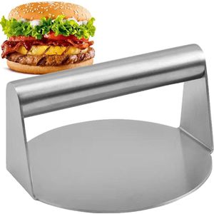 Burgerpers, 15 cm ronde roestvrijstalen hamburgerpers, professionele hamburgerpers, barbecue-accessoires voor burgers, patties, koken, BBQ, hamburgerpers en knijpgrease