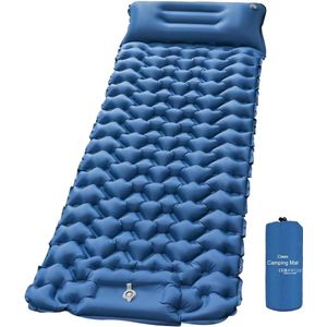 Isomat camping zelfopblazend, 9 cm campingmatras, ultralicht, opvouwbaar, waterdicht, luchtmatras met voetpomp, kussen voor wandelen en outdoor