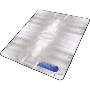 1 x aluminium slaapmat, schuimmatten, 200 x 150 cm, isolatiemat van aluminiumfolie, schuimmatten, warmte-isolerende deken, opvouwbaar voor kamperen, yoga, sport