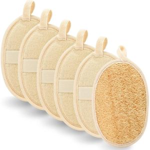 Luffa spons, 6 stuks badpeelingspons wasbaar reinigingsspons herbruikbare keukenspons afwassspons plastic vrije natuurlijke spons handschoenen