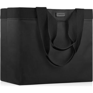 Extra grote shopper handtas voor dames, grote werktas, reistas waterdicht, zwart (met 2 steekvakken)., xxl