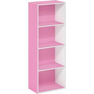 4-laags boekenkast roze/wit