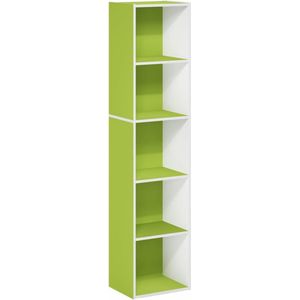 boekenkast 5 niveaus, kubus groen/wit