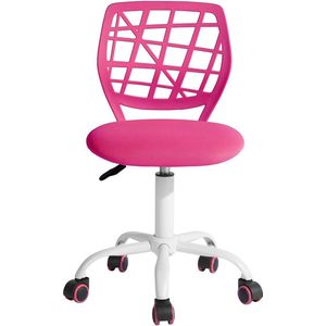 Bureaustoel bureaustoel in hoogte verstelbare stoffen zitting ergonomische werkstoel zonder armleuning roze