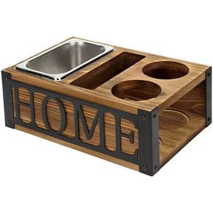 Home hout: eetschaal en drinkhouders - perfect mannencadeau, snackorganizer voor banken en banken, woonkamer meubels gadget, dienblad snackbox