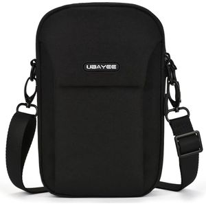 Kleine schoudertas voor heren (7,5 inch), herentas om te hangen met RFID-blokkeringsvak en meerdere vakken, zwart, zwart