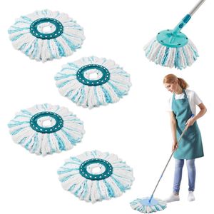 4 stuks reservekoppen voor Leifheit Clean Twist Disc Mop Micro Set, 2-vezelsysteem voor Leifheit Clean Twist M dweilmop ronde vloerwisser reserveonderdelen, voor alle vloertypen, vuilopname