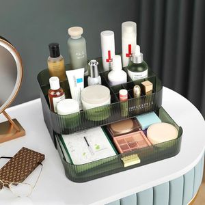 Make-up organizer met stapelbare laden, cosmetische organizer gemaakt van acryl met 12 vakken kaptafel organizer voor sieraden, penselen, lippenstiften, crèmes - groen (30x20x14cm)