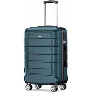 Koffer Kleine harde schaal Lichtgewicht reiskoffer ABS + PC Duurzame cabine Trolley Handbagage met 4 wielen en TSA-slot, Legergroen - M