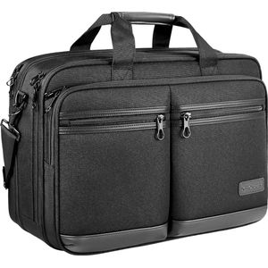 Laptoptas, stijlvolle schoudertas, geschikt voor laptops tot 17,3 inch, uitbreidbare waterdichte schoudertas met RFID-vakken voor zaken, reizen, school, mannen en vrouwen, herbruikbaar.
