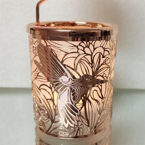 Glazen theelichthouder carrousel, lantaarncarrousel, roterende kaarsenhouder, windmolenkaars (Rose Golden Hummingbird) Glazen theelichthouder carrousel, lantaarncarrousel, roterende kaarsenhouder, windmolenkaars (Roze Gouden Kolibrie)