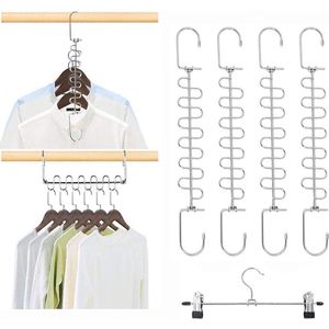 Metalen kledingkastorganizer Ruimtebesparende hanger Hangerhouder Meerdere kleerhangers 4 stuks Magische kleerhangers Ruimtebesparende kledingkastorganizer Haakontwerp
