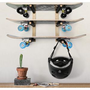 Skateboard- en longboard-opbergrek, Trifecta-wandhouder, huis- en garage-organizer