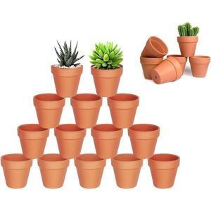 Terracotta, 20 stuks, kleiplantenpotten, mini-bloempot, terracotta met afvoergat, keramische plantenpot voor planten binnen en buiten, cactussen, vetplanten, huisplanten (3,5 x 3 cm)