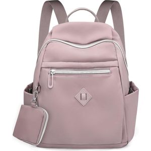 Kleine stadsrugzak voor dames, waterdicht, elegant, casual, mini-dagrugzak, dames, rugzak, handtas, nylon, rugzaktas voor reizen, vrije tijd, winkelen, werk, lila