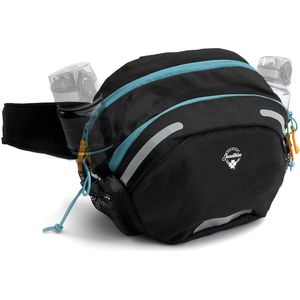 Grote heuptas van 9 liter met flessenhouder voor wandelen, fietsen, hondentraining, zwart, turquoise, geel,