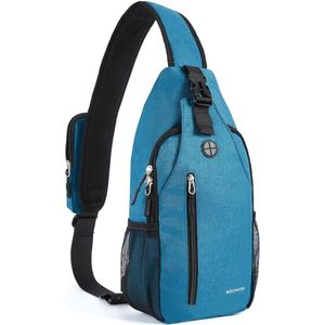 Borstzak voor heren, lichte sling bag dames schouderrugzak crossbody bag multifunctionele dagrugzak voor reizen, wandelreizen outdoor, blauw