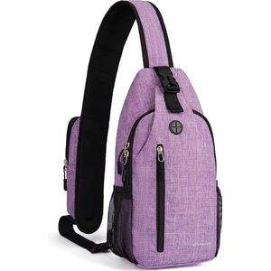 Borstzak voor heren, lichte sling bag dames schouderrugzak crossbody bag multifunctionele dagrugzak voor reizen, wandelreizen outdoor, lila