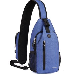 Borstzak voor heren, lichte sling bag dames schouderrugzak crossbody bag multifunctionele dagrugzak voor reizen, wandelreizen outdoor, zeeblauw