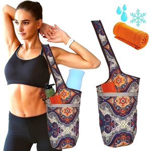 Yogamat en accessoires met 2 zakken - Yogatas voor dames voor mat, yogamat, schoudermat, multifunctioneel, sportschool, yoga, pilates, fitness, meditatie, sport