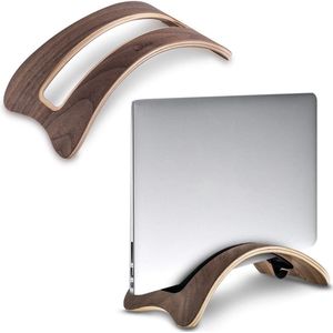 Laptop Stand Notebook Stand - Houder van hout - 1x siliconen inzetstuk voor MacBook/Air Retina/Pro/Tablet iPad - Walnoot Brown