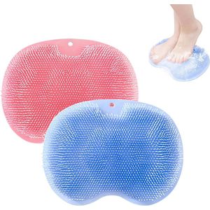 Douchevoetmassageapparaat, 2 stuks, siliconen massagepad, voetborstel met antislip zuignappen voor peeling, rugmassage en voetverzorging