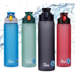 Okosei Drinkfles, 750 ml, BPA-vrij, Tritan, sportfles voor fiets, outdoor, fitness, licht, schokbestendig, herbruikbaar, grijs