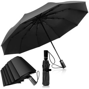 Paraplu, stormvast, automatisch, zakparaplu, sneldrogend, winddicht, golfparaplu met droogzak, beschermt tegen regen en zon