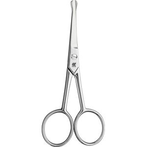 Neushaar en oorhaar schaar, baardschaar van roestvrij staal met rechte afgeronde punt, zilver