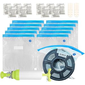 TIOPY 3D Printer Filament Vacuum Storage Bags Kit, Storage Packaging Bag for Filament Moisture-Proof with Hand Pump, Zip Clips, Drying Agent