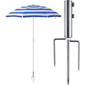 Gazonspies voor parasol, 1 stuk grondspiesparasolstandaard met gazonspies, parasol met grondhuls voor strand, tuin, gazon, vissen, enz. Hoogte, wit