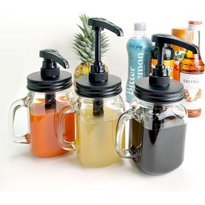 Siroop dispenser met 500 ml inhoud en gratis labelset, krijtstift, siroop-recept geschikt voor honing, olie, zeep enz