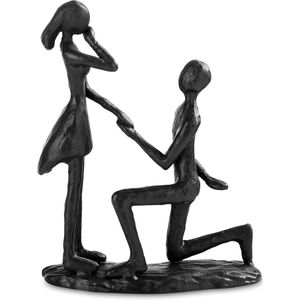 IJzeren voorstellen huwelijksfiguren voor tafel - vintage metalen paar beeldje zwart schattige romantische sculpturen Orament 6 jaar jubileum cadeau voor je vrouw, vriendin, bruid, koppels liefhebber