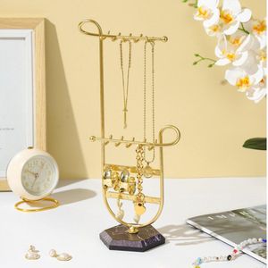 Sieradenstandaard, sieradenhouder, sieradenboomkettinghouder met marmeren sokkel, sieradenorganizer, standaard, halskettingopbergstandaard voor halskettingen, armbanden, ringen, goud