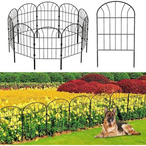 Decoratief tuinhek, 10 stuks metalen omheiningselementen, tuinhekken, decoratief, tuinhek, metalen omheiningselementen - omheining voor de tuin, roosterhek, set bovenboog, omheining voor honden, 60 x 330 cm