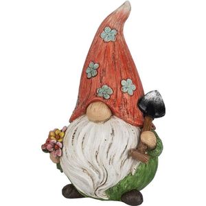 Decoratieve figuur kabouter met schep, tuinkabouter voor buiten, 21 cm hoog, 13 cm breed