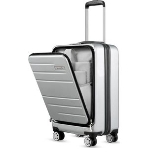 Handbagage trolley koffer met laptopvak, zilver, LuggeX Bagage met laptopvak