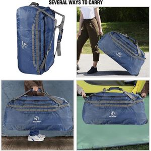 Opvouwbare duffle bag met wielen, waterdichte extra grote reis-duffle bag bagage met wielen voor op reis, Marineblauw - 140L