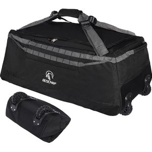 Opvouwbare duffle bag met wielen, waterdichte extra grote reis-duffle bag bagage met wielen voor op reis, 140 l - zwart