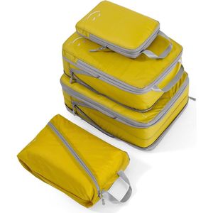 Compressie koffer-organizer, verpakkingskubussen, lichtgewicht, bagage, opslag, tassen, kledingtassen, verpakkingskubus, paktassen (geel, 4 stuks dun)