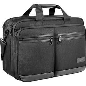 Laptoptas, stijlvolle schoudertas, past tot 17,3 inch aktetas, uitbreidbare waterdichte schoudertas met RFID-vakken voor zaken, reizen, school, mannen en vrouwen, herbruikbaar
