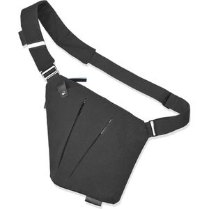 Multi-pocket schoudertas, schoudertas met grote capaciteit, crossbody sling bag, anti-diefstal borsttas, borsttas voor heren, voor buiten, reizen, wandelen, joggen, zwart
