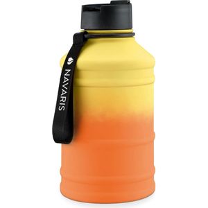 2,2 liter fitness drinkfles - XXL Fles Gym - Sport waterfles Water Jug - stabiele sportfles van roestvrij staal - BPA-vrij - eenwandig